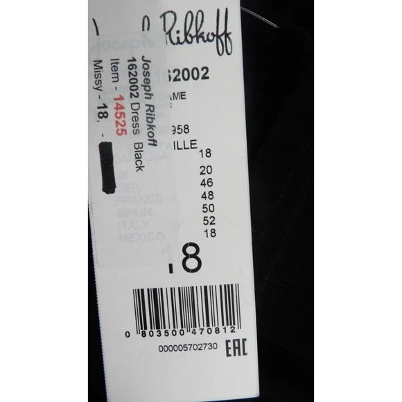 Joseph Ribkoff‎ Little Black Dress LBD Stretch Classic Knee Length New Size 18 Midi